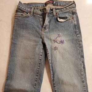 Jeans with Flower Stitching